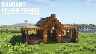 Minecraft - Tutorial Cara Membuat Kandang Sapi , Domba ( Hewan Ternak ) Di Minecraft !!