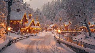 Peaceful Winter Village Town : Smooth Jazz, Snow-Covered Streets & Cozy Lights for Holiday Nights ️