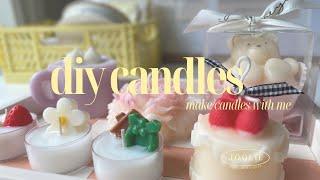 Make DIY Aesthetic Candles with Me | DIY cute candles handmade candle gift ideas | Temu molds review
