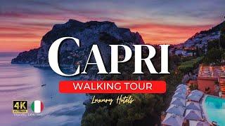 WALKING THE LUXURY HOTEL STREET IN CAPRI, ITALY  4K