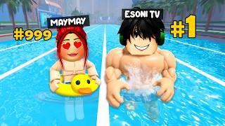 Pabilisan kami mag swimming ni CRUSH | Swim League | Roblox Esoni TV  (Tagalog)