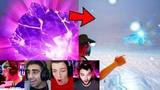 Fortnite Streamers REACT to Cube EXPLODING! (Fortnite Battle Royale Kevin Cube Explodes LIVE)