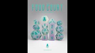 Food Court 14pc Glow in the Dark Dice Set with Teal Ink by Kraken Dice