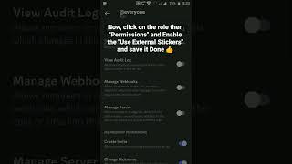 How to Enable Use External Stickers permission in a role in Discord Mobile #roduz #discord #howto