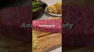 Wagyu Steak with Asparagus and Corn on the side. #steak #meat #steakdinner