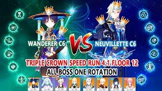 Neuvillette C6 & Wanderer C6 Triple Crown Speed Run 4.1 Floor 12 - All Boss One Rotation