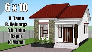 IDE DESAIN RUMAH MINIMALIS SEDERHANA 6X10 METER - FULL DENAH & PERKIRAAN BIAYA