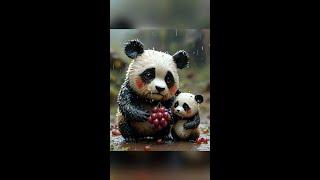 I EAT GRAPES WITH MY MOTHER#animals #panda #ai #aiart#aipanda #shorts #cute