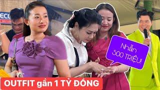 Chị Thuỳ Kim Khiết gây choáng mặc trang phục gần 1 TỶ ĐỒNG đi coi show NSMV của anh Khương Dừa??