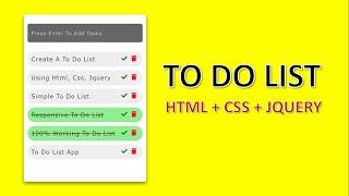 To Do List App Using HTML - CSS - JQUERY | [ Beginner ]