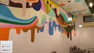 WALL PAINTING  IDEAS FOR ICECREAM PARLOUR  || DIY WALL PAINTING FOR ICECREAM PARLOUR....# Shorts