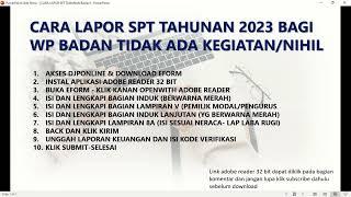 Cara Lapor SPT Tahunan 2023 Badan Nihil/tidak ada transaksi/tidak ada kegiatan via online Eform 1771