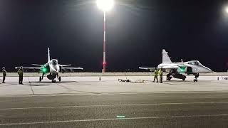 Hungarian Air Force Gripen nighttime flight training