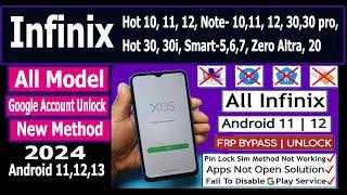 All Infinix Android 12/13/14 Frp Bypass Without Pc 2024 Infinix Hot 10 11 12 30  30i Lock Remove