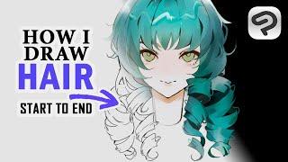 How I Draw Anime Hair ️Start to End: My Full Digital Process [Clip Studio Paint Tutorial]