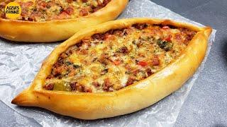 Turkish Pide Recipe With Mince, Turkish Pizza by Aqsa's Cuisine, Turkish Pide,Turkish Fatayer, Pizza