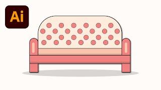 Sofa Furniture Flat Design for Beginners || Adobe illustrator Tutorial 