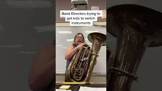 It might be nice if you switched instruments #banddirector #band #tuba #frenchhorn #bassclarinet