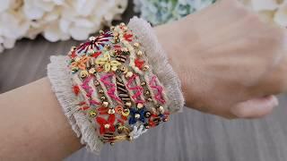 How To Make Boho-Hippie Bracelet, Ethic Fabric Cuff Bracelet, Beaded Bracelet