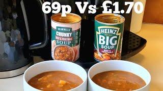 New ALDI CHUNKY Beef & Vegetable SOUP Vs HEINZ BIG SOUP Beef & Vegetable Food Comparison