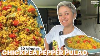 30 minute meals - CHICKPEA PEPPER PULAO - Delicious, healthy and vegan!