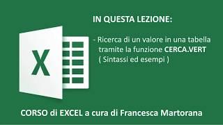 Excel - Tutorial 7G: Funzione CERCA.VERT (cerca verticale)