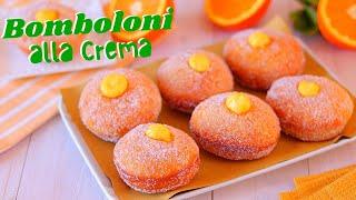 BOMBOLONI RIPIENI DI CREMA ALL'ARANCIA Ricetta Facile  Custard Filled Donuts - Krapfen