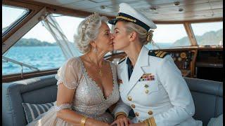 Mature Yacht Captain Young Girl and Old Rich Lady Love | Lesbian Kiss