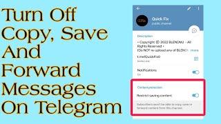 How To Turn Off Copy And Forward Massage In Your Telegram Channel