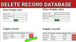 How to Remove a Record from  Database from  HTML PHP Web Page, Delete a Record from a Database Query