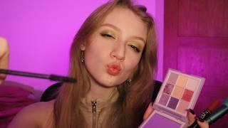 [ASMR] Pampering you with a purple makeup look  ~ layered sounds, soft spoken