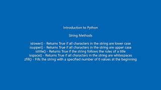 Python String Methods - islower(), isupper(), istitle(), isspace(), zfill()