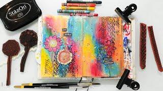 Easy Art Journal Background using Neocolor II Crayons (Gelatos or Scribble Sticks will also work)