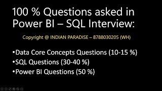 100 % Power BI SQL Interview Questions | Power BI Interview Questions for Experienced