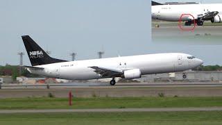 EMERGENCY LANDING! Mesa Airlines B737-400 Blown Tires in Slow Motion! | MSP Airport 05.24.2022