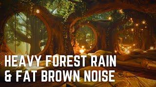 HEAVY FOREST RAIN AND FAT BROWN NOISE | 12 hours | Black Screen | No Midway Ads