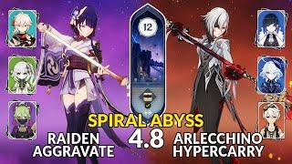 New 4.8 Spiral Abyss│Raiden Aggravate & Arlecchino Hypercarry | Floor 12 - 9 Stars | Genshin Impact