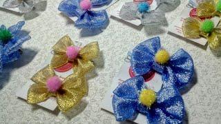 Мини-бантики на первые хвостики на первый Новый год. Канзаши. Kanzashi.