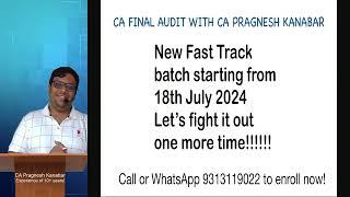 New CA Final Fast Track batch starts 18th July 2024