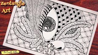 How to draw a zentangle art for beginners | step by step | la crafts villa | Art 42