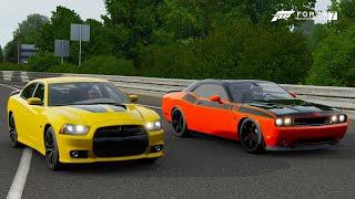 Forza 7 Drag race: Dodge Charger SRT8 (BiTurbo) vs Challenger SRT8 392 (Pro Charged)