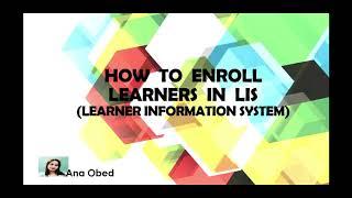 How to Enroll Learners/Students in DepEd LIS (Learner Information System)