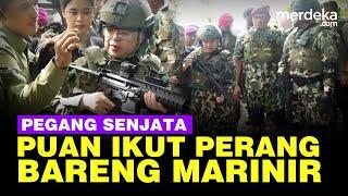 Sangar! Puan Pegang Senjata, Jadi Perempuan Pertama Warga Kehormatan Marinir TNI AL