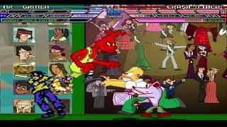 MUGEN Fight - Mr. Grinch and Harry Potter vs. Crash Bandicoot and Homer Simpson