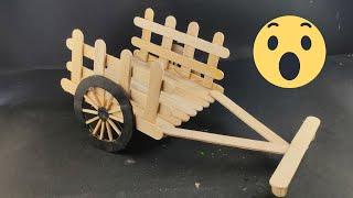 Ice cream stick bull cart। Awesome ideas from popsicle stick। stick art.