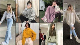 35+sweatshirt/hoddies outfit ideas|school/college/University Girls|winter comfortable outfits