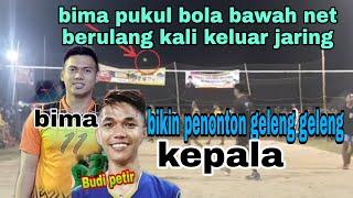 semua penonton terdiam  melihat pukulan bima yg berkali kali bola hilang keluar jaring