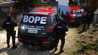 TROCA DE T1ROS + CONFRONTO NA FAVELA - BOPE  PMCE GTA 5 POLICIAL