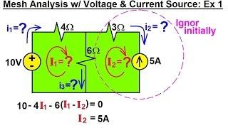 Electrical Engineering: Ch 3: Circuit Analysis (13 of 37) Mesh Analysis w/ Voltage & Current Sources