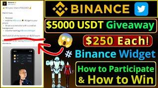 Binance  $5000 Giveaway on Twitter | Binance Widget | Creative Background Screenshot